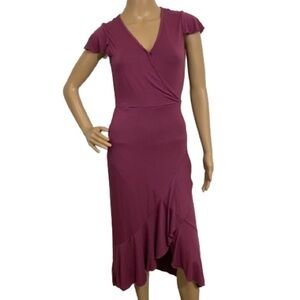 Juicy Couture Plum A-Line Ruffle Hem Midi Dress Size XS
